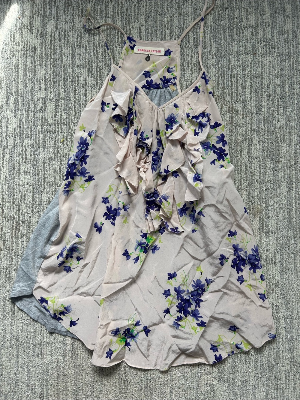 Rebecca Taylor Cream Floral Ruffle Halter Camisole